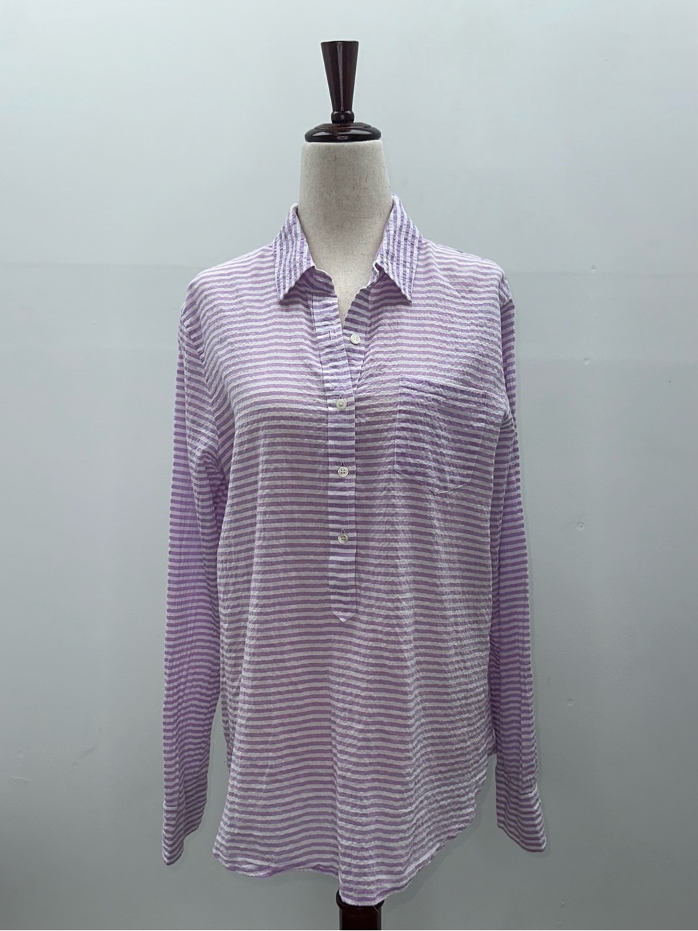 J. Crew Light Purple Striped Long Sleeve Lightweight Top Beachy Coastal Size Med - Picture 1 of 10